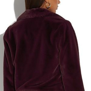 Effeci Burgundy Faux Fur Bomber Jacket